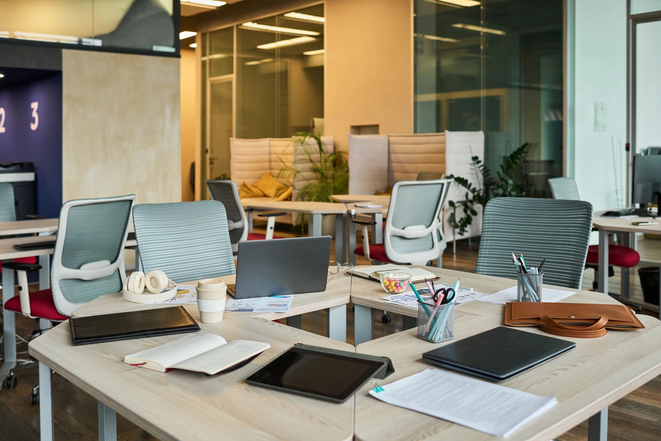 Organised office workspace with documents